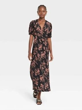 A New Day Women’s Black And Brown Floral Dress Size XS